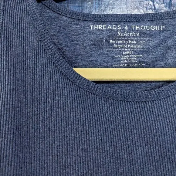 NWT Threads 4 Thought Kensi Rib Sports Bra Heather Chambray Women's Size Large - Picture 7 of 12